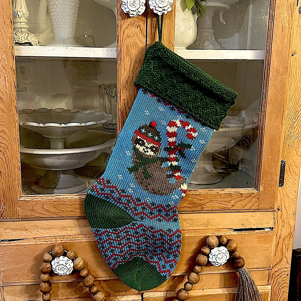 CHRISTMAS Wool Stocking (NWOT) - Sloth with Candy Cane